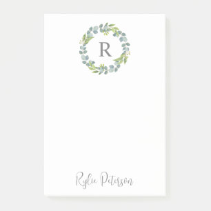 Greenery Wandey Anpassningsbar Monogram post- it N Post-it Block