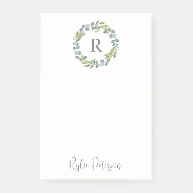 Greenery Wandey Anpassningsbar Monogram post- it N Post-it Block (Framsida)