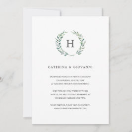 Greenery Wandey Elegant Monogram Elopement Bröllop Meddelande