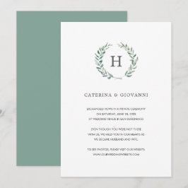Greenery Wandey Elegant Monogram Elopement Bröllop Meddelande