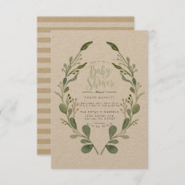 Greenery Watercolor | Babyskor Inbjudan