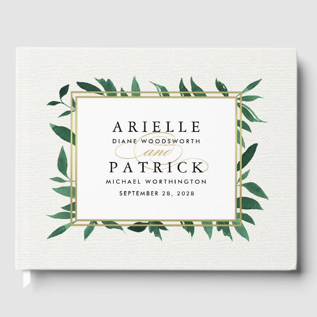 Greenery Watercolor Botanical Bröllop Guest Bok (Framsida)