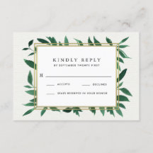 Greenery Watercolor Botanical Bröllops OSA Cards