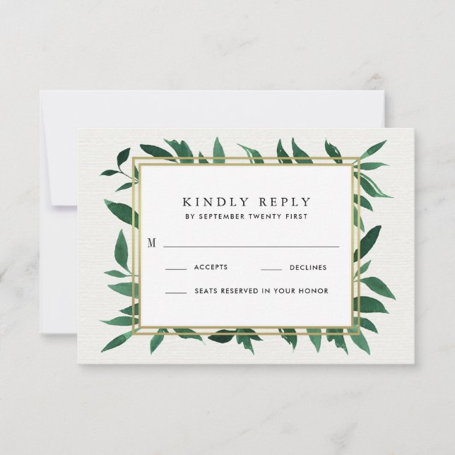 Greenery Watercolor Botanical Bröllops OSA Cards (Framsida)