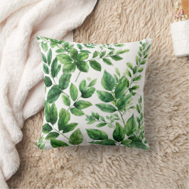 Greenery Watercolor Botanical Löv Kudde