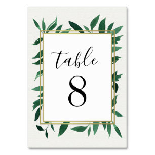 Greenery Watercolor Bröllop Bordsnummer Cards