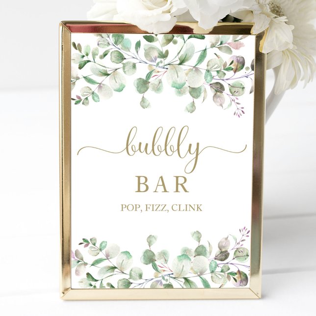 Greenery Watercolor Bubly Pub Pop Fizz Clink-tecke Poster (Skapare uppladdad)