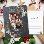 Greenery Watercolor Chalkboard Helg Vykort<br><div class="desc">Du kommer att kärlek dessa vackra julkort! De har botaniska vattenfärgsarrangemang med mistletoe,  gräs grenar,  bär och spädbarn andetag.</div>