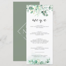 Greenery Watercolor Eucalyptus Bröllop Middag Meny