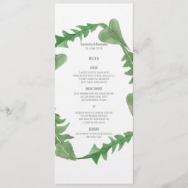Greenery Watercolor Foliage Bröllop Menu Meny