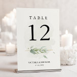 Greenery Watercolor Foliage Modern Elegant Modern Bordsnummer<br><div class="desc">Modern,  ren och sofistikerad bordsnummer i bröllop med vattenfärgat grönt löv lämnar illustration.</div>