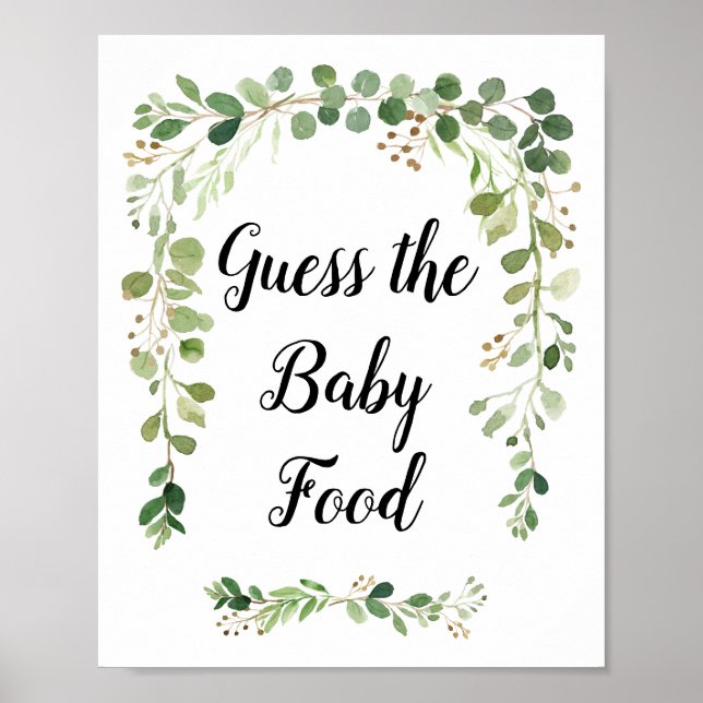 Greenery Watercolor Gissa Baby Food Poster (Framsidan)