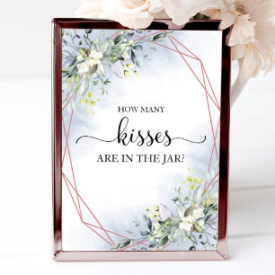 Greenery Watercolor Hur många Kisses-tecken Poster