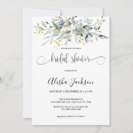 Greenery Watercolor Inbjudningskort för möhippan