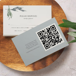Greenery Watercolor OSA kort med QR-kod