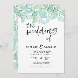 Greenery Watercolor Sommarbröllop inbjudan
