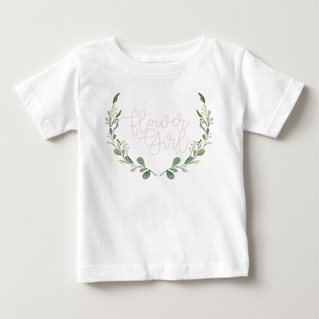 Greenery Watercolor Wandan | Flower Girl T Shirt (Framsida)
