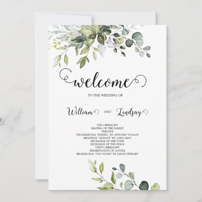 Greenery Wedding bjudande Inbjudningar (Framsida)