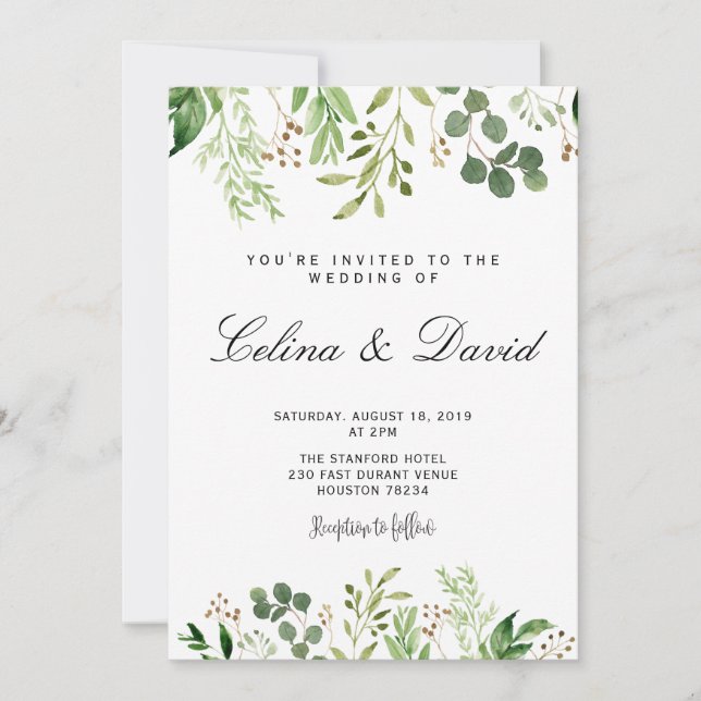 Greenery Wedding bjudande Inbjudningar (Framsida)