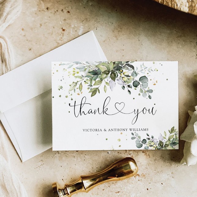 Greenery Wedding Ceremony Flat Thank You Tack Kort (Skapare uppladdad)