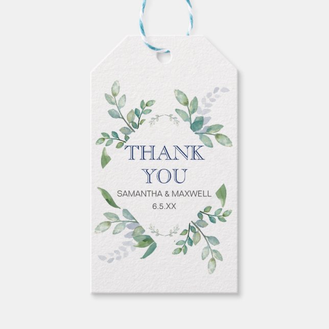 Greenery Wedding Favor Gift-Märkre Presentetikett (Framsidan)