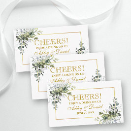 Greenery Wedding Reception Gold Drink Ticket Card Tilläggskort