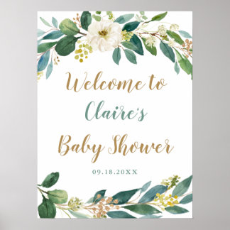 Greenery Welcome Sign Baby Shower Poster