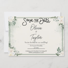 Greenery Whimsical Save The Date Invitation Inbjudningar