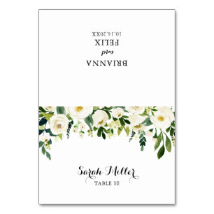 Greenery White Autumn Blommigt Bröllop Place Card Bordsnummer