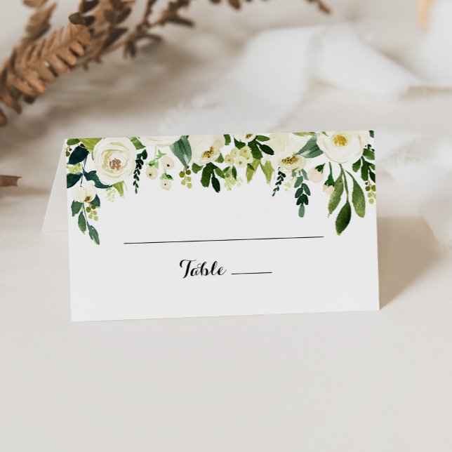 Greenery White Autumn Blommigt Bröllop Place Card Placeringskort (Skapare uppladdad)