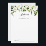 Greenery White Autumn Blommigt Calligraphy Bröllop Rådkort<br><div class="desc">Detta grönaktiga,  vita bröllop-telefonkort för höstens blommigt är perfekt för ett rustiskt bröllop. Konstruktionen har vattenfärgade vita peonier med elegant med gröntens löv. De här korten är perfekter för bröllop,  möhippa,  babydusch,  studentfest och mycket mer. Anpassa korten med namn från bruden och brudgummen,  blivande föräldrar eller student.</div>