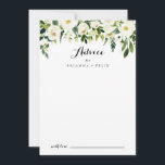 Greenery White Autumn Blommigt Calligraphy Bröllop Rådkort<br><div class="desc">Detta grönaktiga,  vita bröllop-telefonkort för höstens blommigt är perfekt för ett rustiskt bröllop. Konstruktionen har vattenfärgade vita peonier med elegant med gröntens löv. De här korten är perfekter för bröllop,  möhippa,  babydusch,  studentfest och mycket mer. Anpassa korten med namn från bruden och brudgummen,  blivande föräldrar eller student.</div>