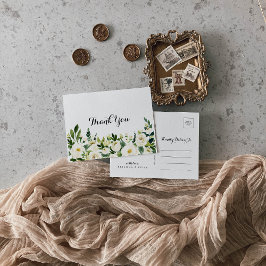 Greenery White Autumn Blommigt Tack Vykort