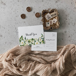 Greenery White Autumn Blommigt Tack Vykort