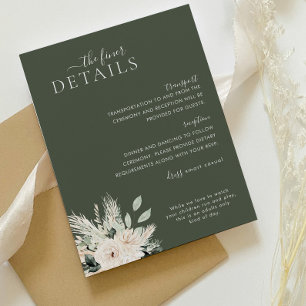 Greenery White Blommigt Bröllop-detaljkort Victori Tilläggskort