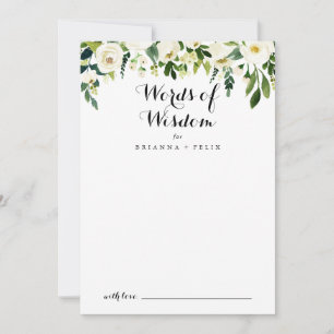 Greenery White Blommigt Bröllop Ord Wisdom Rådkort