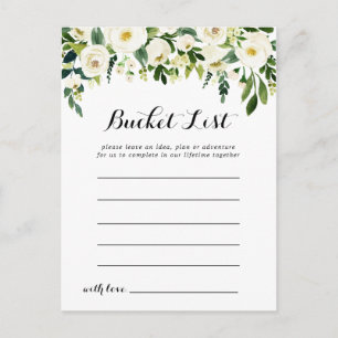 Greenery White Blommigt Bucket List Card Vykort