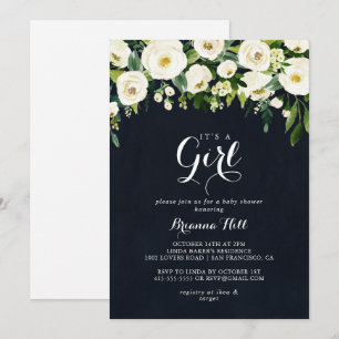 Greenery White Blommigt Det är en Baby Shower Invi Inbjudningar
