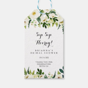 Greenery White Blommigt Sip Sip Hooray Möhippa Presentetikett
