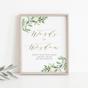 Greenery White Blommigt Studenten Ord Wisdom Poster