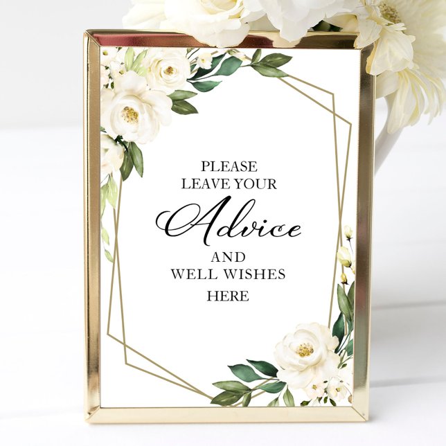 Greenery White Flowers Advice And Well Wishes Sign Poster (Skapare uppladdad)