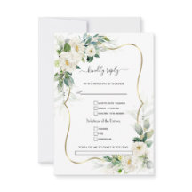 Greenery White Flowers Guld Sång Request Bröllop