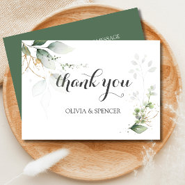 Greenery White Guld Löv Bröllop Tack Kort