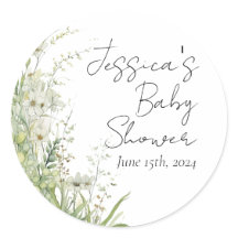 Greenery WildblomBaby Shower Stickers