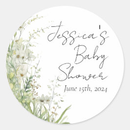 Greenery WildblomBaby Shower Stickers Runt Klistermärke