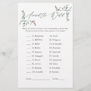 Greenery Winter Baby Shower Värld runt Game