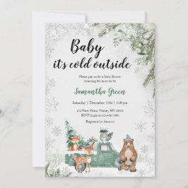 Greenery Winter Woodland Baby Shower Inbjudningar
