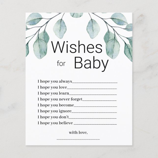 Greenery Wishes for Baby Shower Game (Framsida)