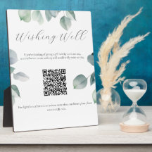 Greenery Wishing well Sign med QR Code Plaque