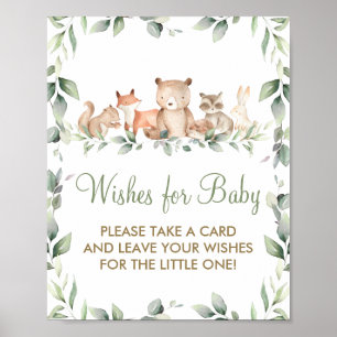 Greenery Woodland Animal Önskemål för Baby-teckens Poster
